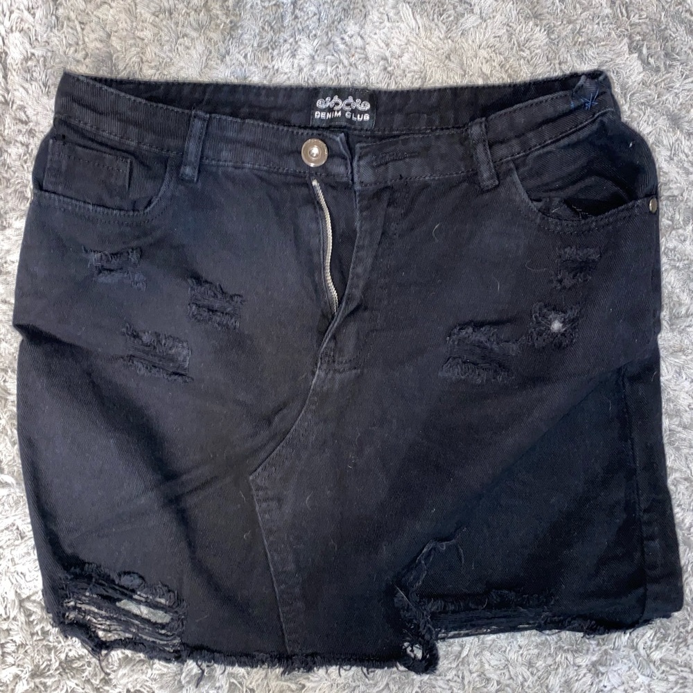 Black denim jean skirt